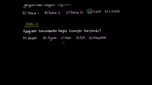 Karışımlar Örnek Sorular Bölüm 1