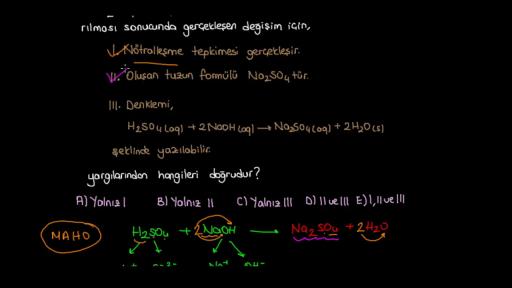 Kimyasal Tepkime Denklemleri Örnek Sorular