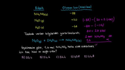 Kimyasal Tepkimelerde Enerji Örnek Sorular