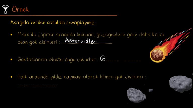 Meteor, Göktaşı, Asteroid