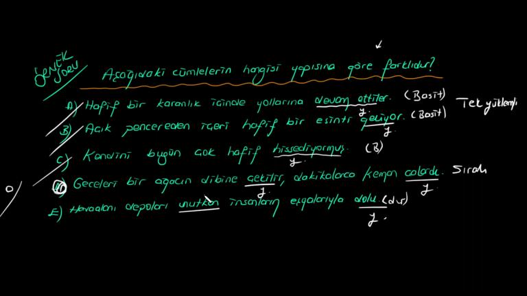 Yapısına Göre Cümleler Bölüm 3
