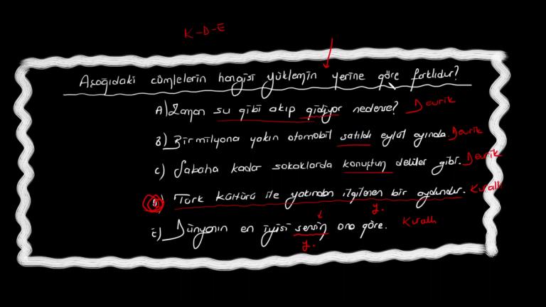 Yüklemin Yerine Göre Cümleler