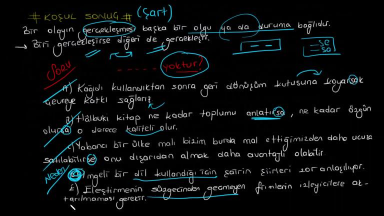 Amaç-Sonuç, Koşul-Sonuç, Sebep-Sonuç İlişkisi