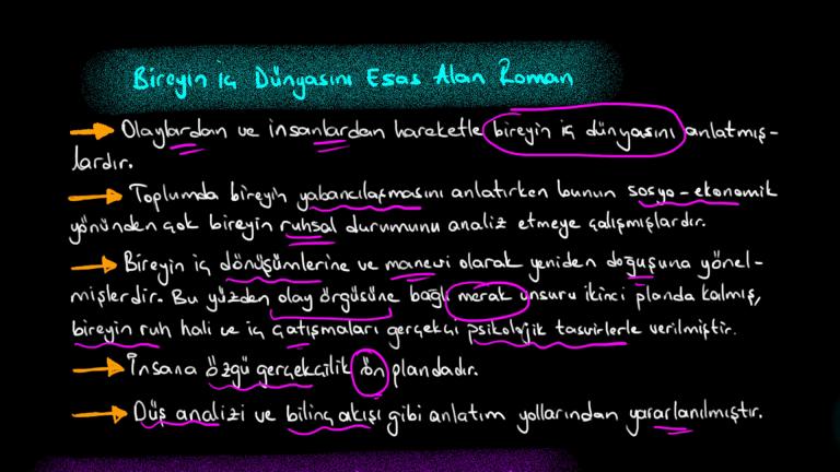 Bireyin İç Dünyasını Esas Alan Romanın Özellikleri
