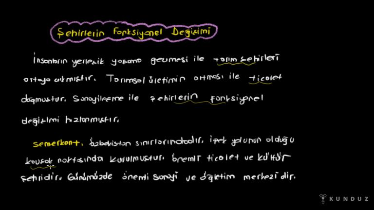 Şehirlerin Fonksiyonları ve Değişimi