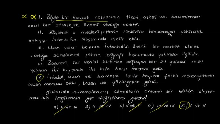 Paragrafta Cümlelerin Yerini Değiştirme