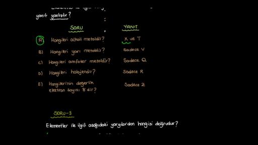 Periyodik Sistem Örnek Sorular Bölüm 1