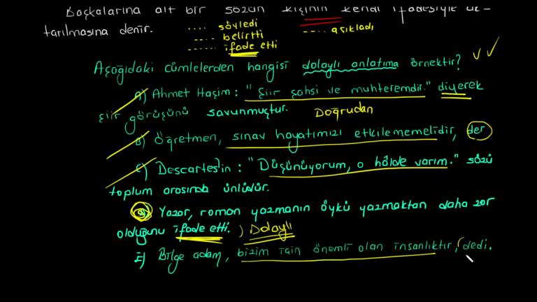 Doğrudan Anlatım ve Dolaylı Anlatım