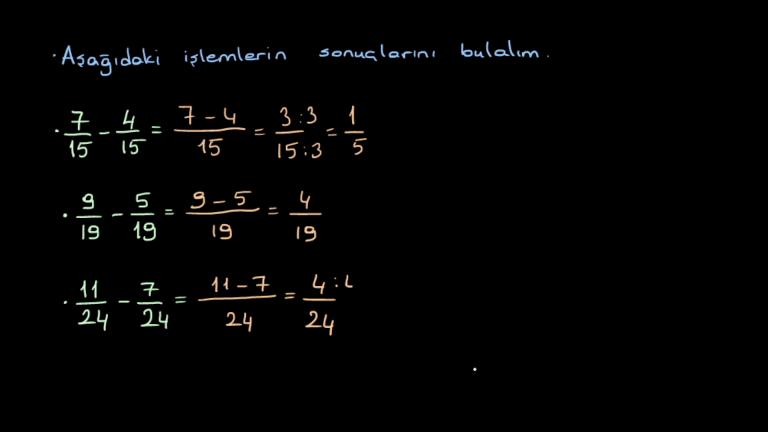 Paydaları Eşit Kesirlerde Toplama ve Çıkarma