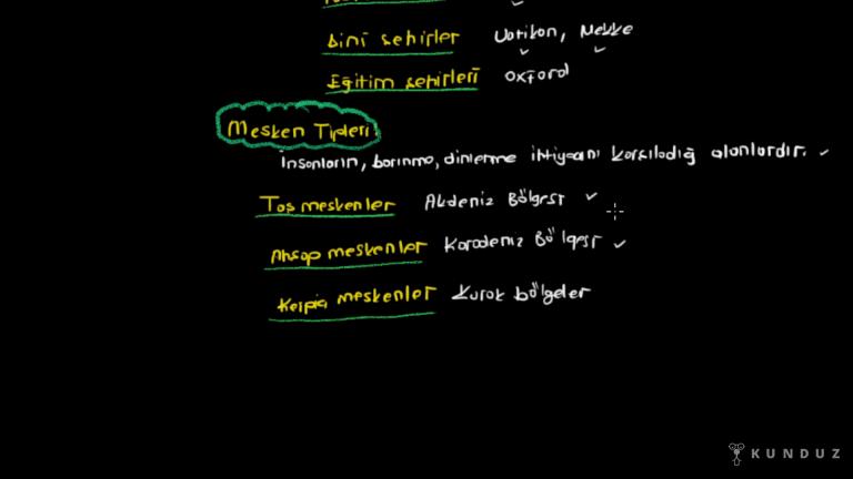 Yerleşmeler ve Özellikleri