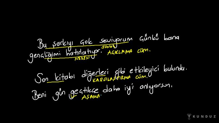 Aşamalı Durum Bildiren Cümleler, Açıklama İlişkili Cümleler ve Karşılaştırma Cümleleri