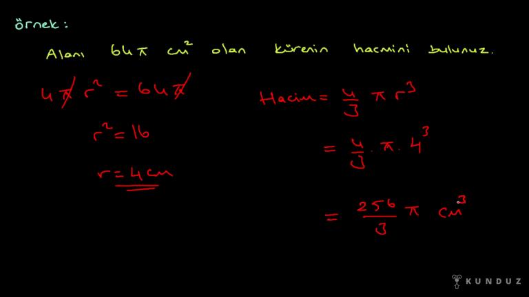 Kürenin Yüzey Alanı ve Hacmi