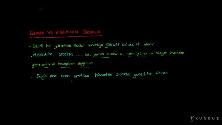 Bağıl Nem, Gerçek ve Hissedilen Sıcaklık