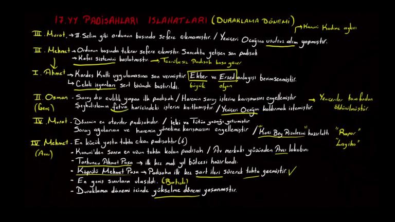 17. Yüzyıl Padişahları ve Islahatları