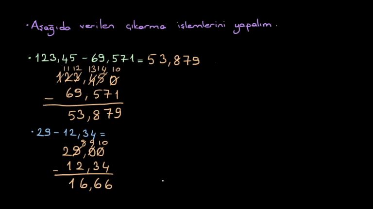 Ondalık Gösterimde Toplama ve Çıkarma