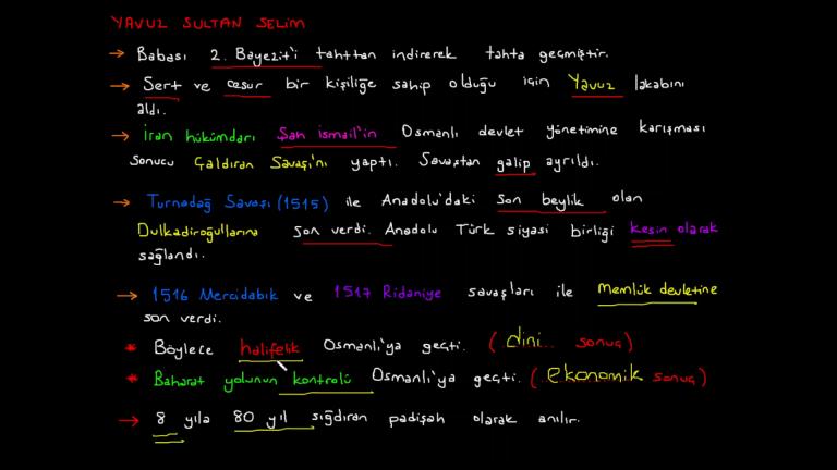 Yavuz Sultan Selim Dönemi