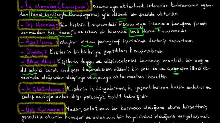 Romanın Yapı Unsurları ve Romanda Anlatım Teknikleri